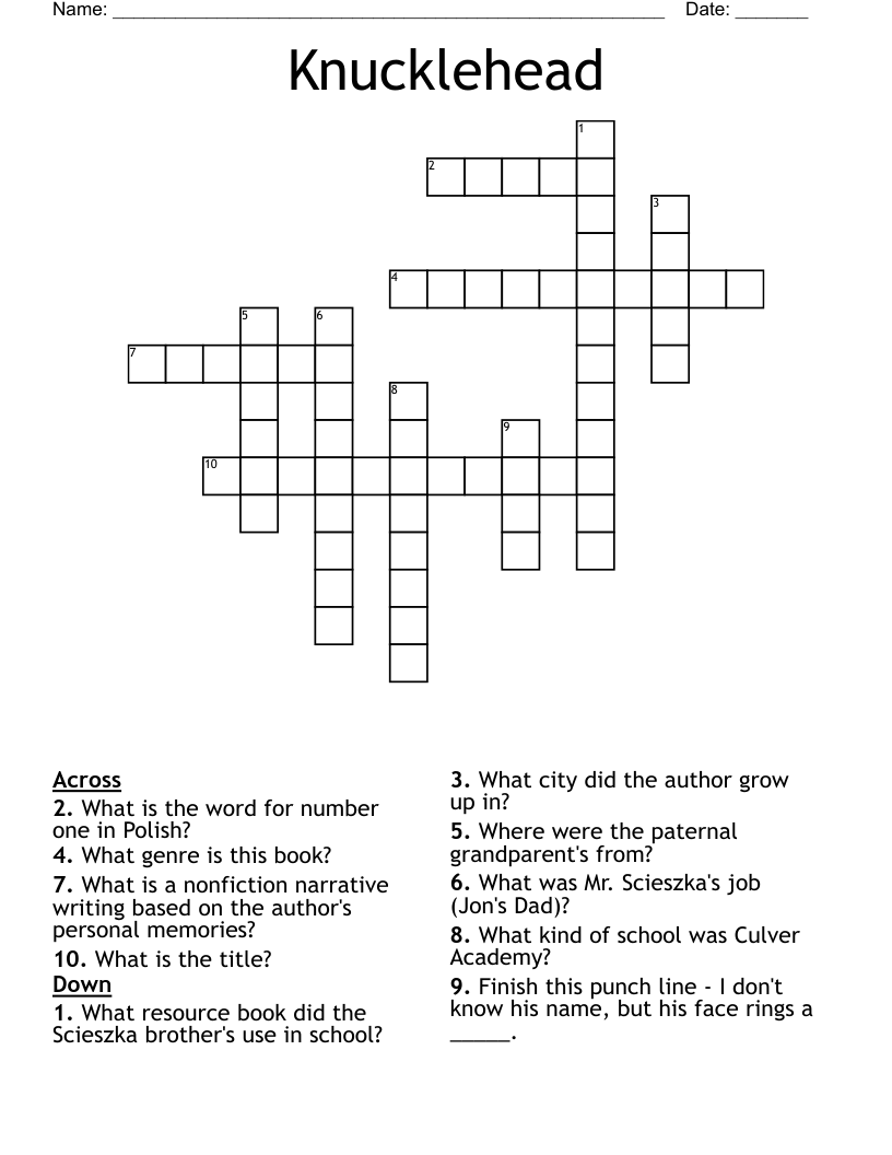Knucklehead Crossword