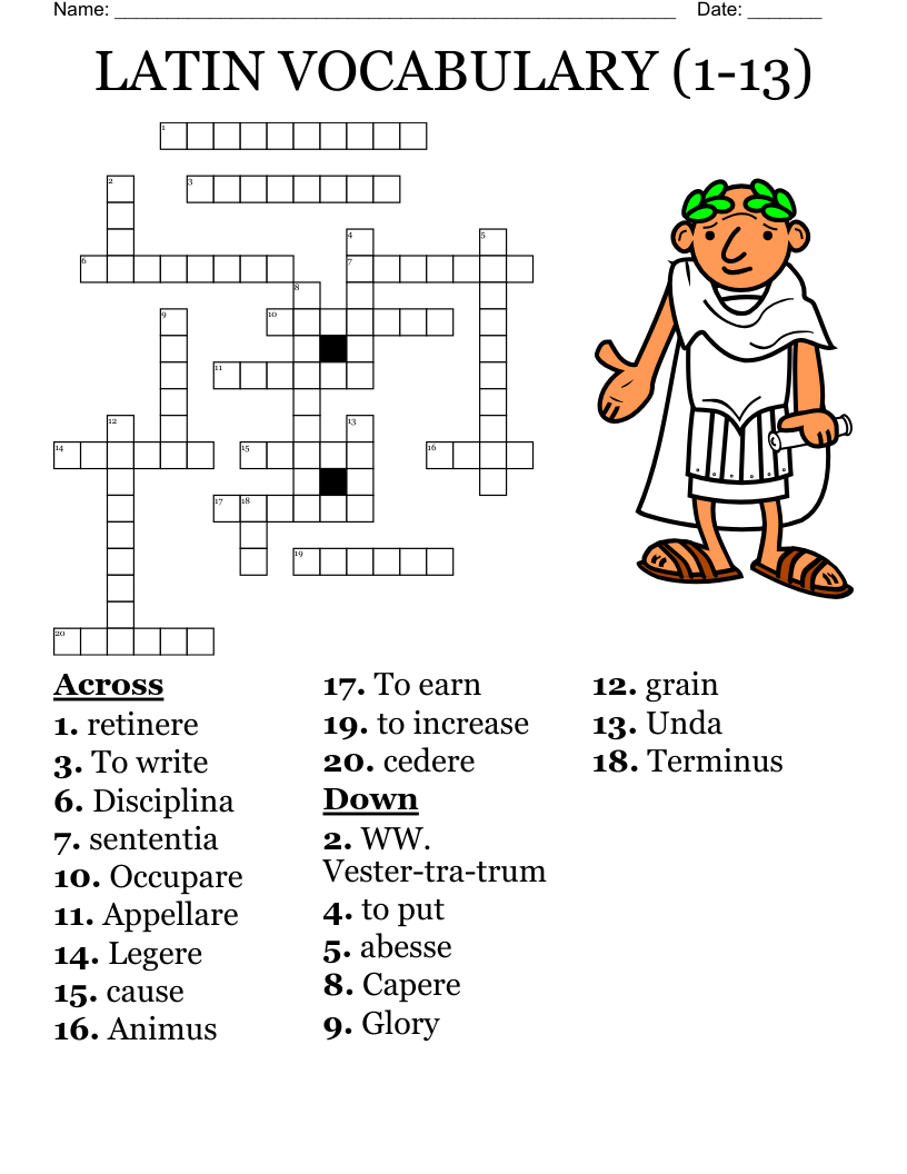 LATIN VOCABULARY (1-13) Crossword