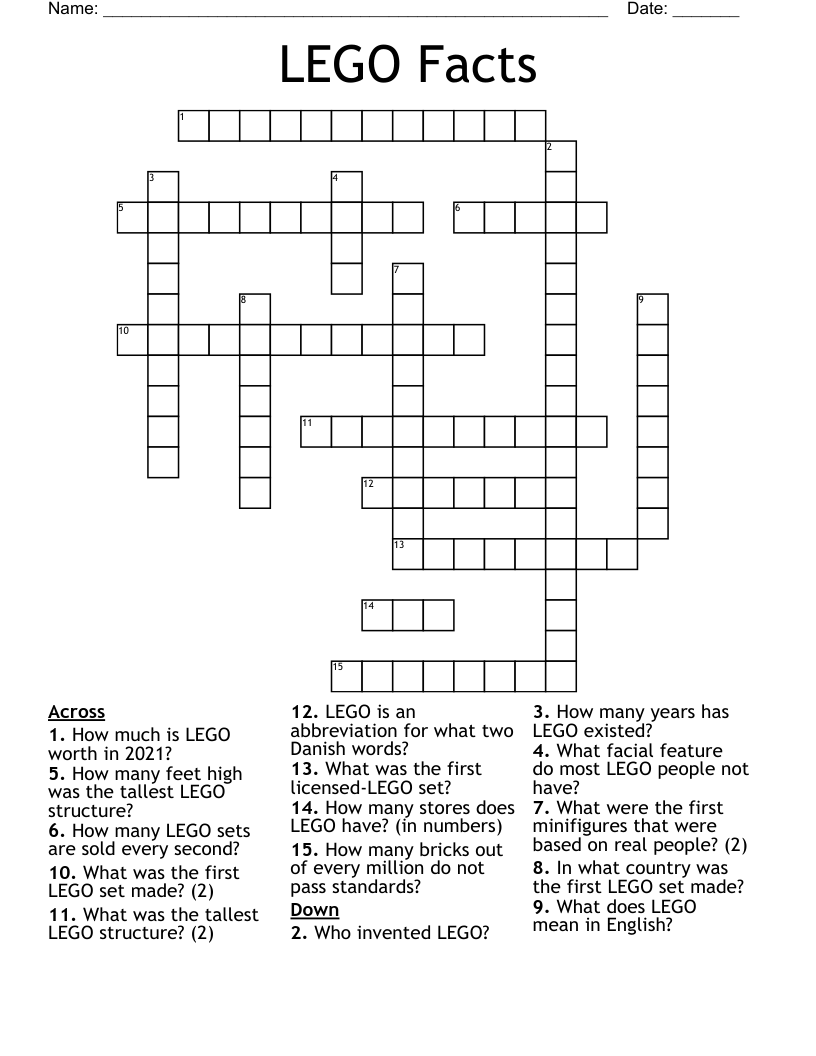 LEGO Facts  Crossword