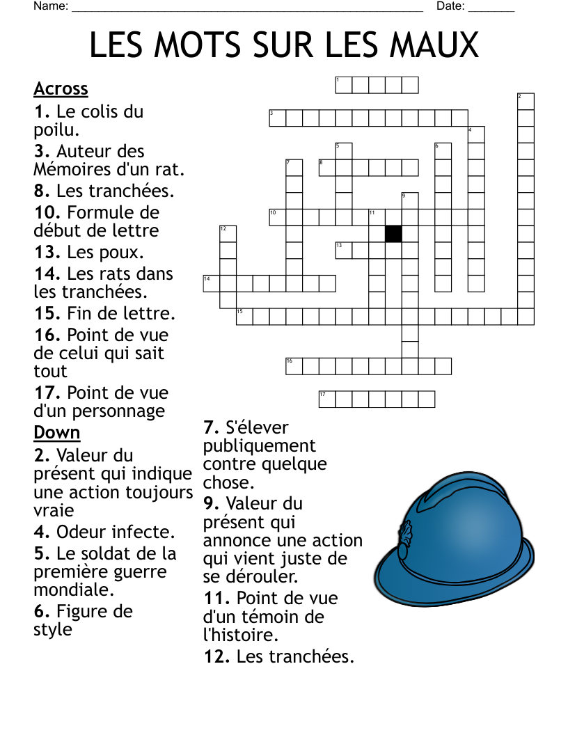 LES MOTS SUR LES MAUX Crossword