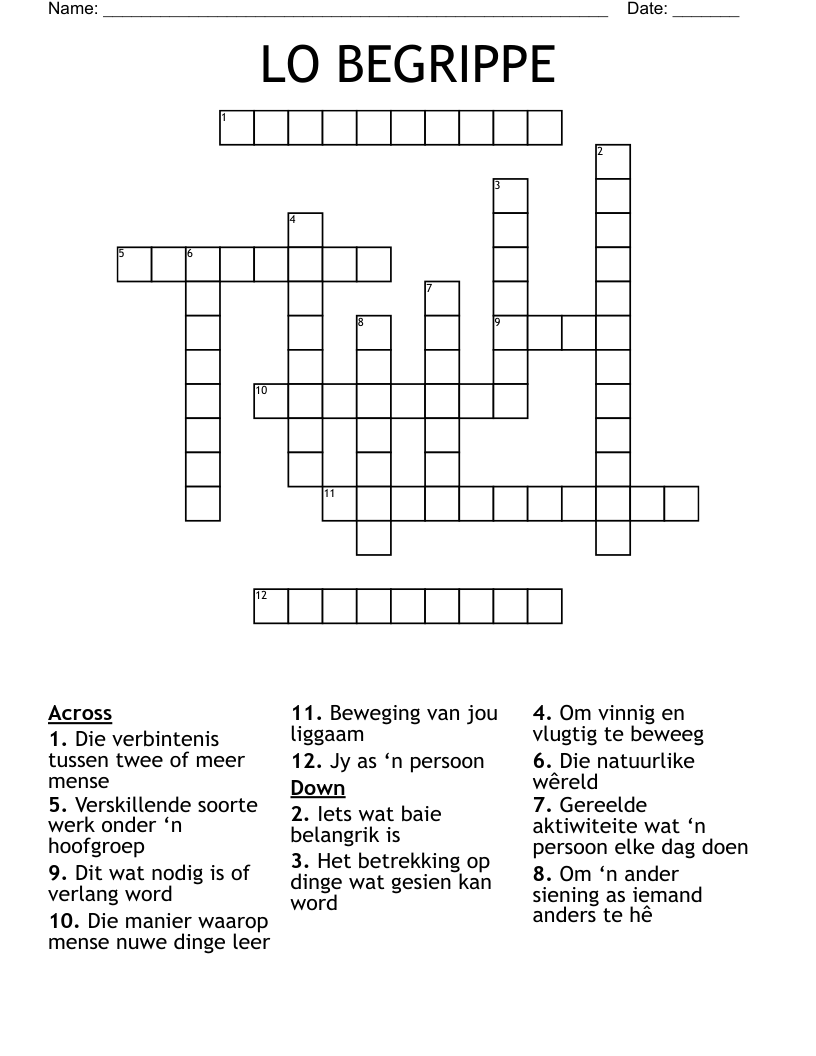 LO BEGRIPPE Crossword