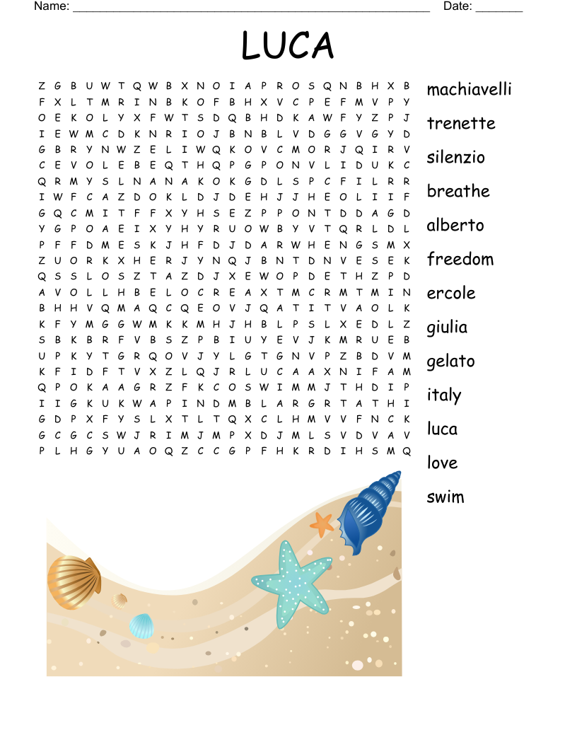 LUCA Word Search