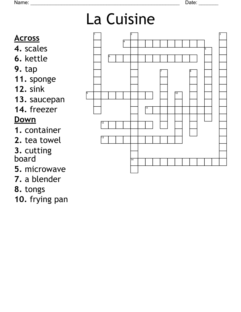 La Cuisine Crossword