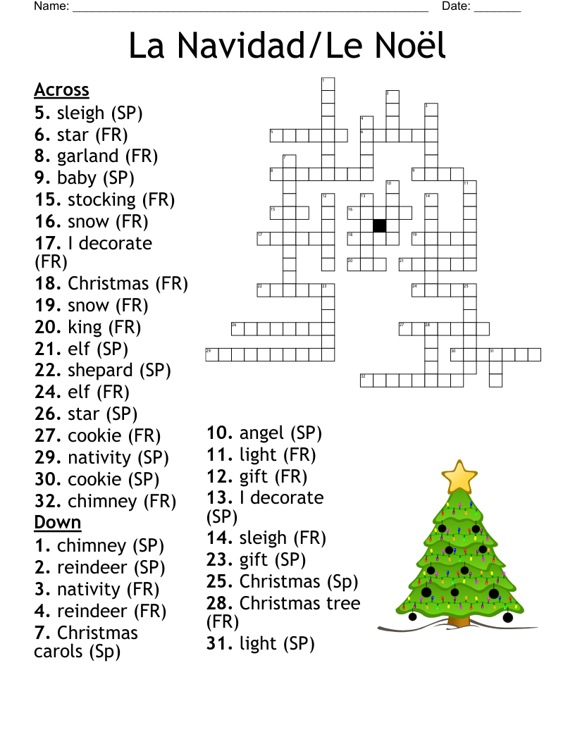 La Navidad/Le Noël  Crossword