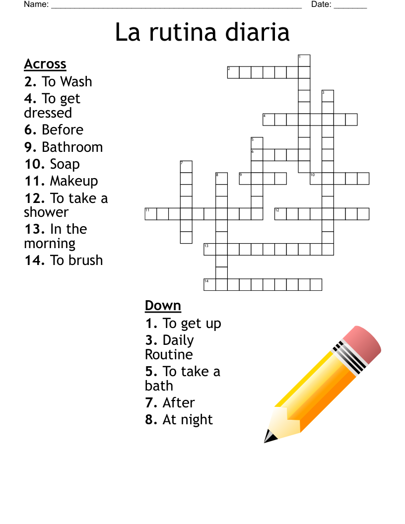 La rutina diaria Crossword
