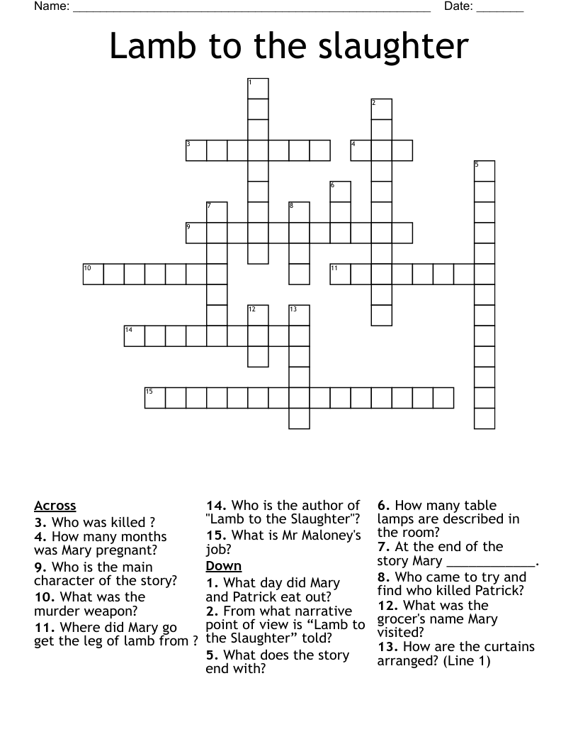 Lamb to the slaughter  Crossword