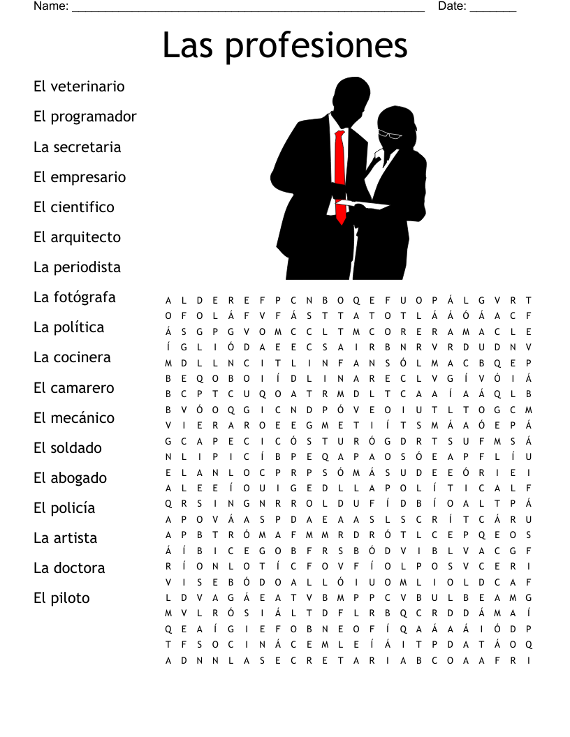 Las profesiones Word Search