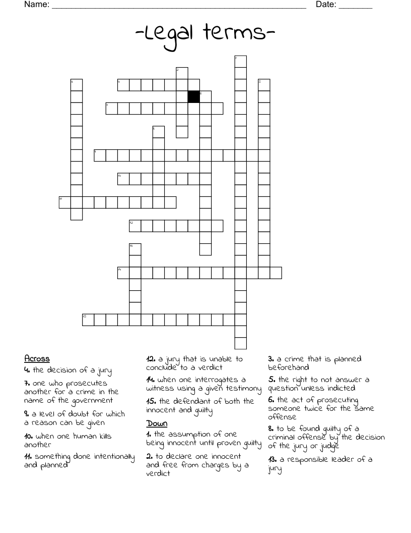 -Legal terms- Crossword