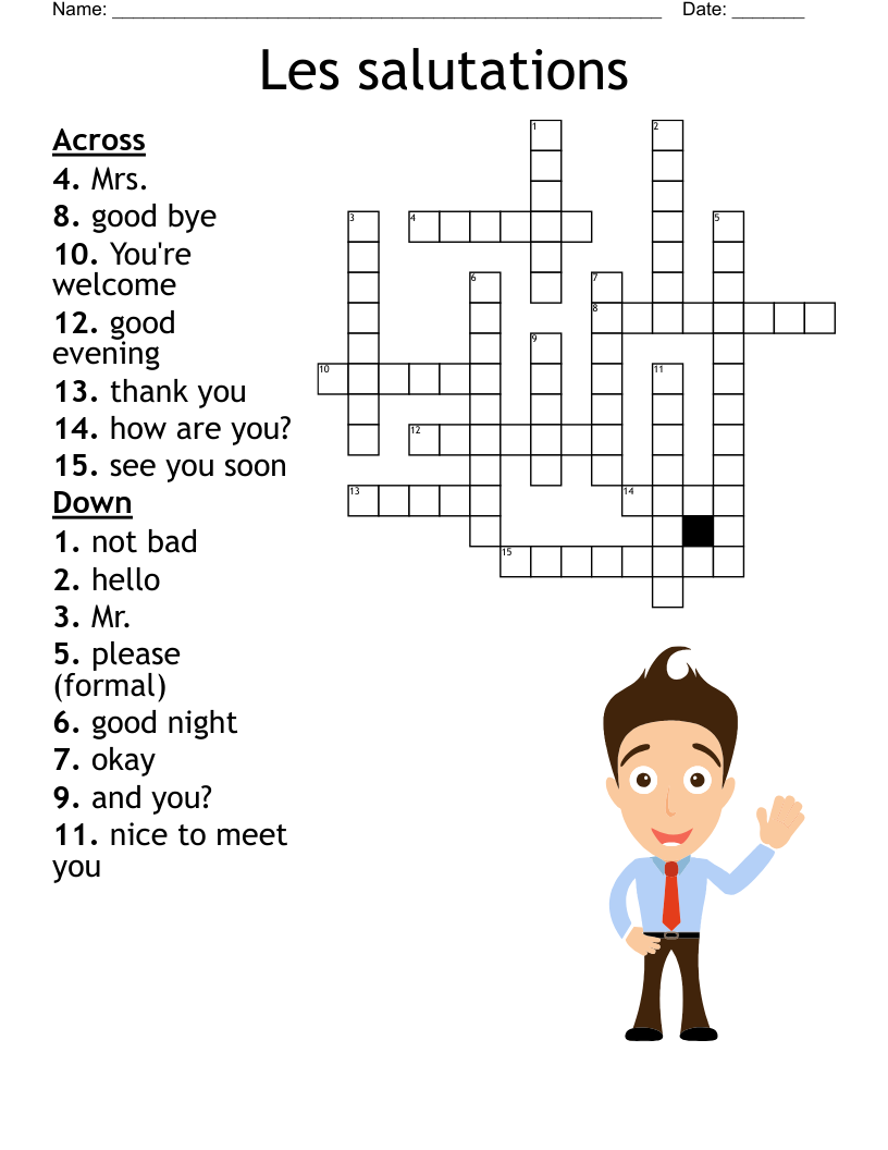 Les salutations Crossword