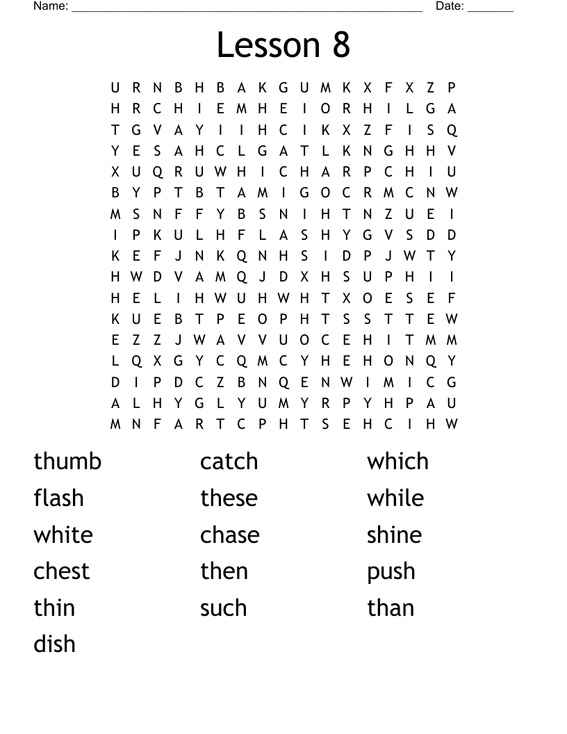 Lesson 8 Word Search