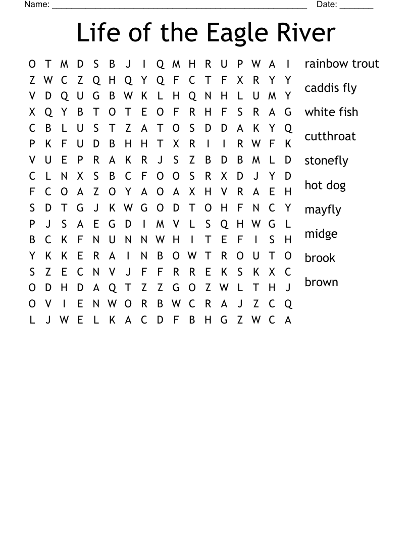 Life of the Eagle River  Word Search