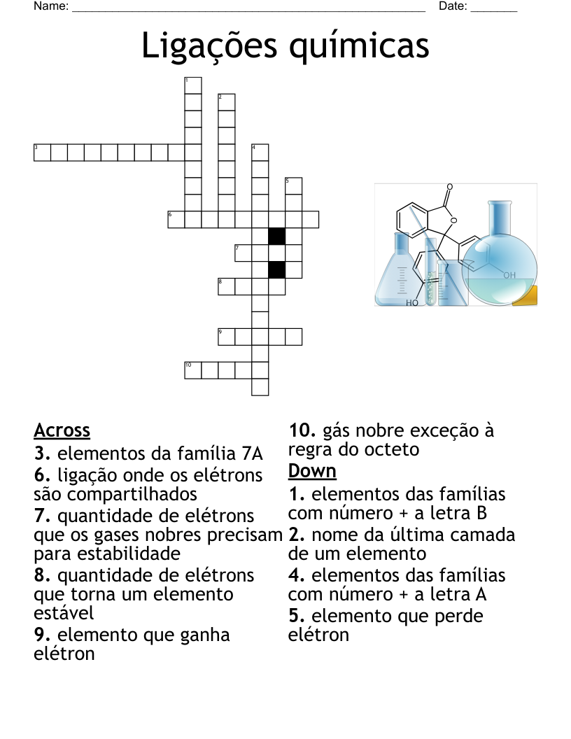 Ligações químicas Crossword