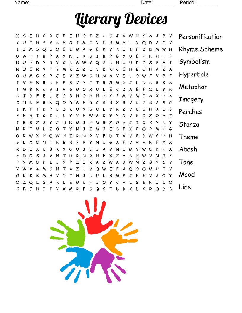 Literary Devices Word Search