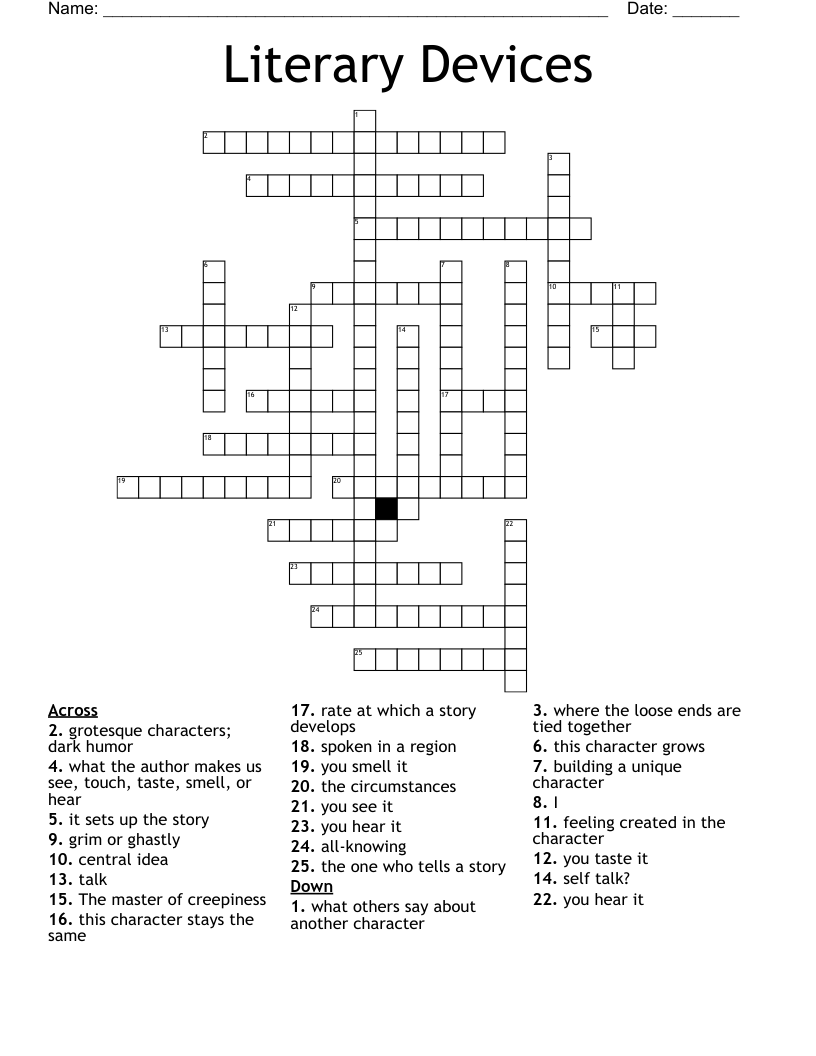 Literary Devices Crossword