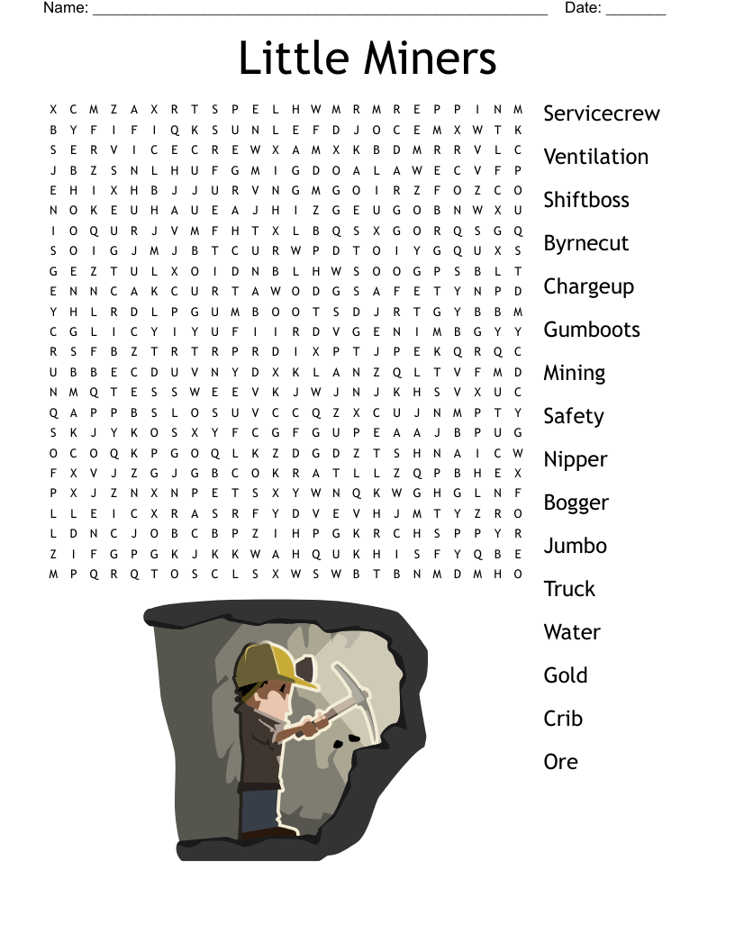 Little Miners Word Search