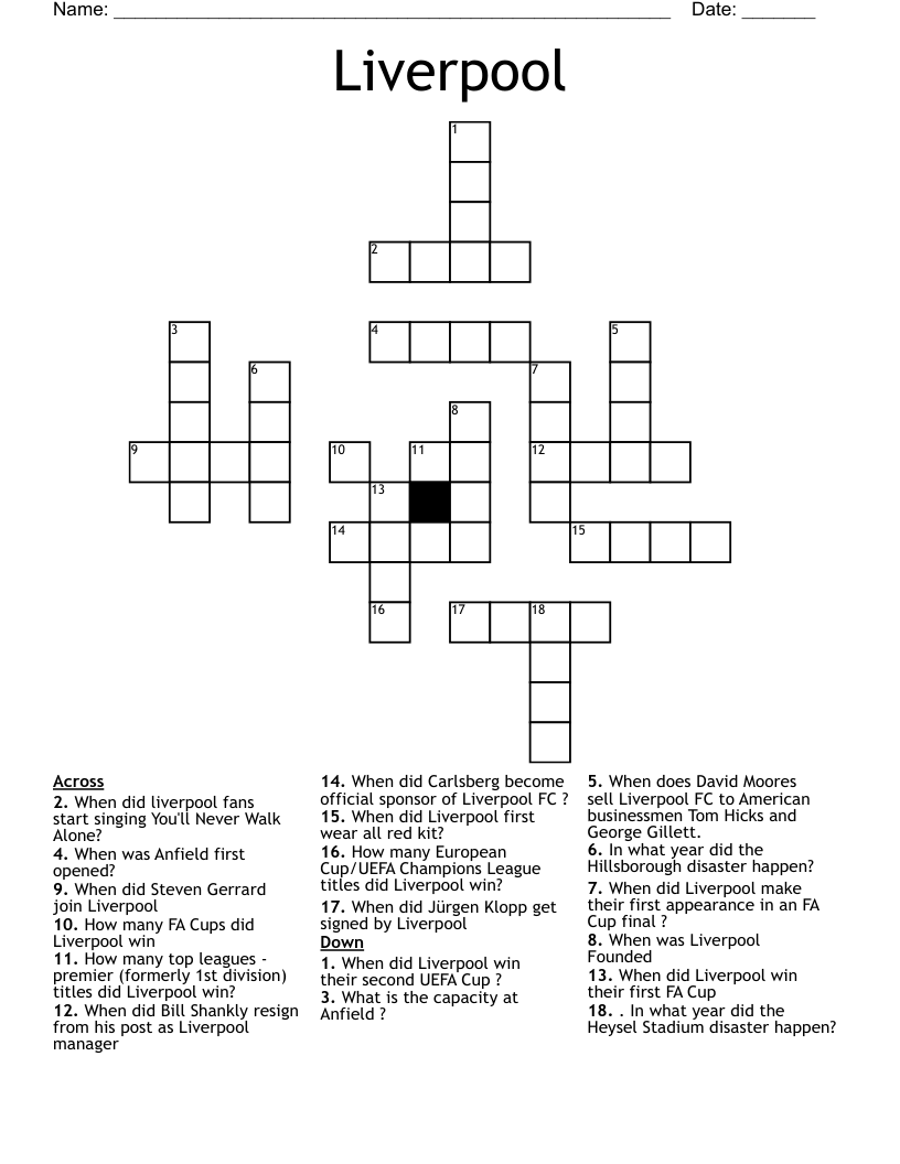 Liverpool Crossword