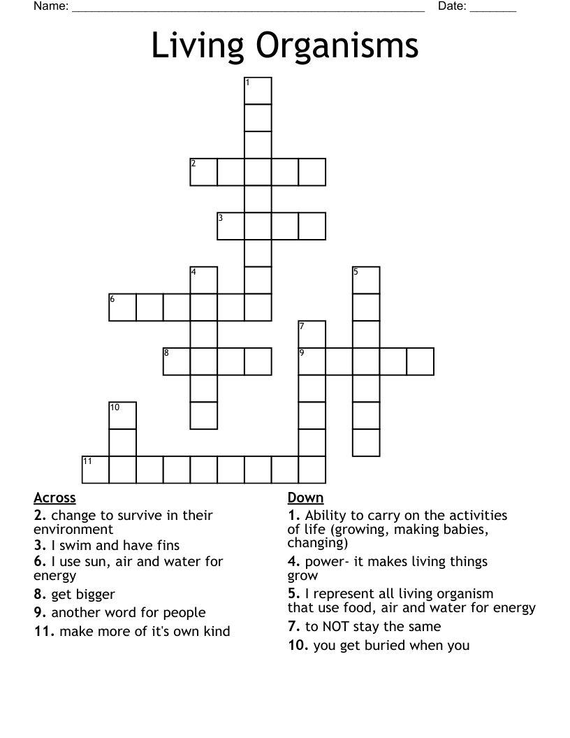 Living Organisms Crossword