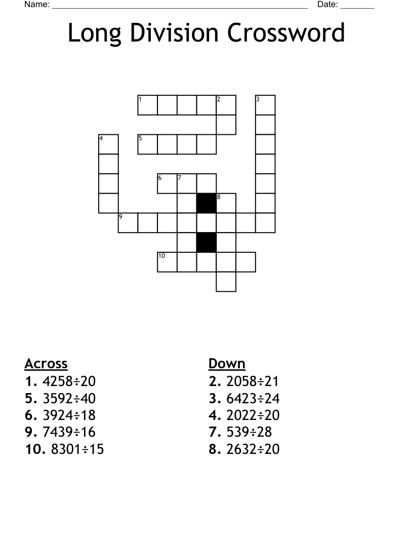 Long Division Crossword