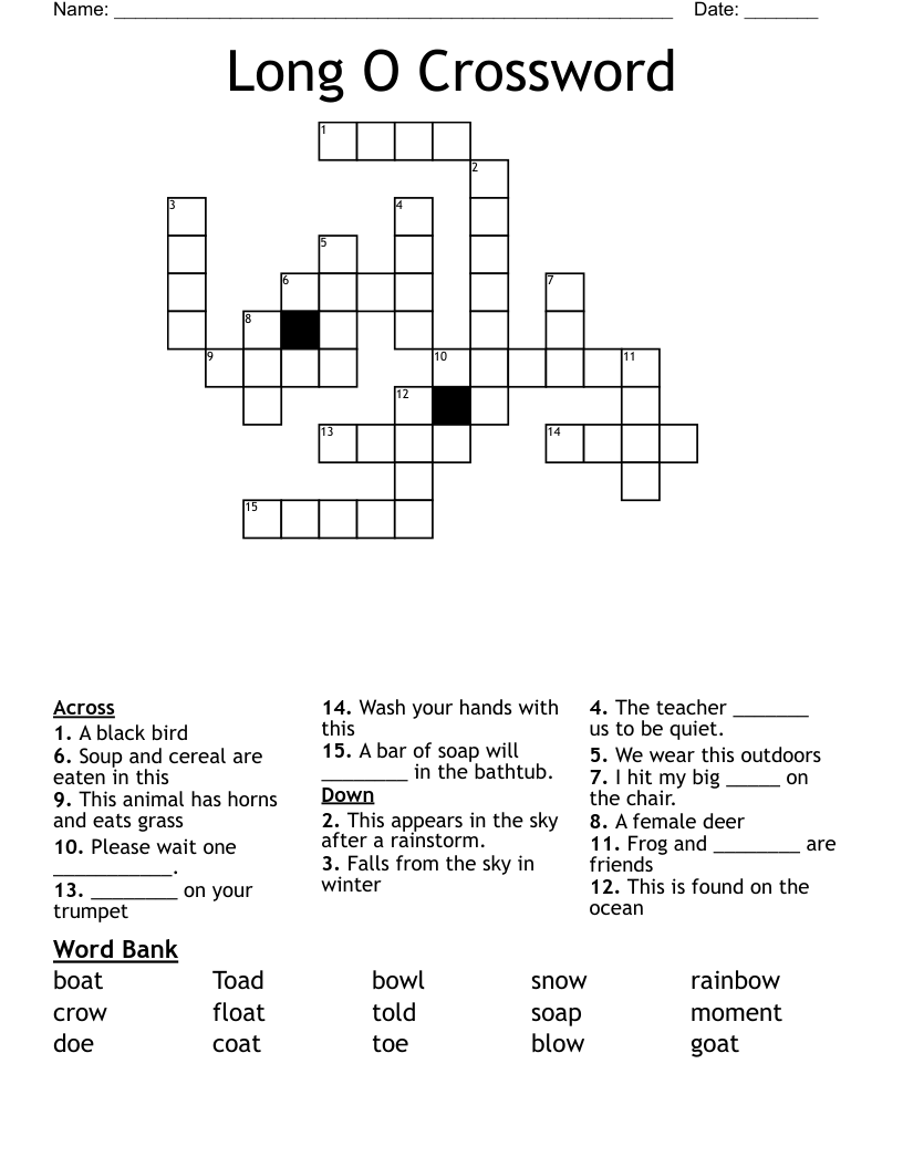Long O Crossword