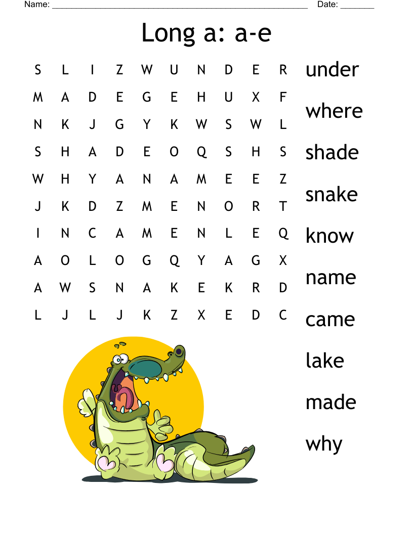 Long a: a-e Word Search