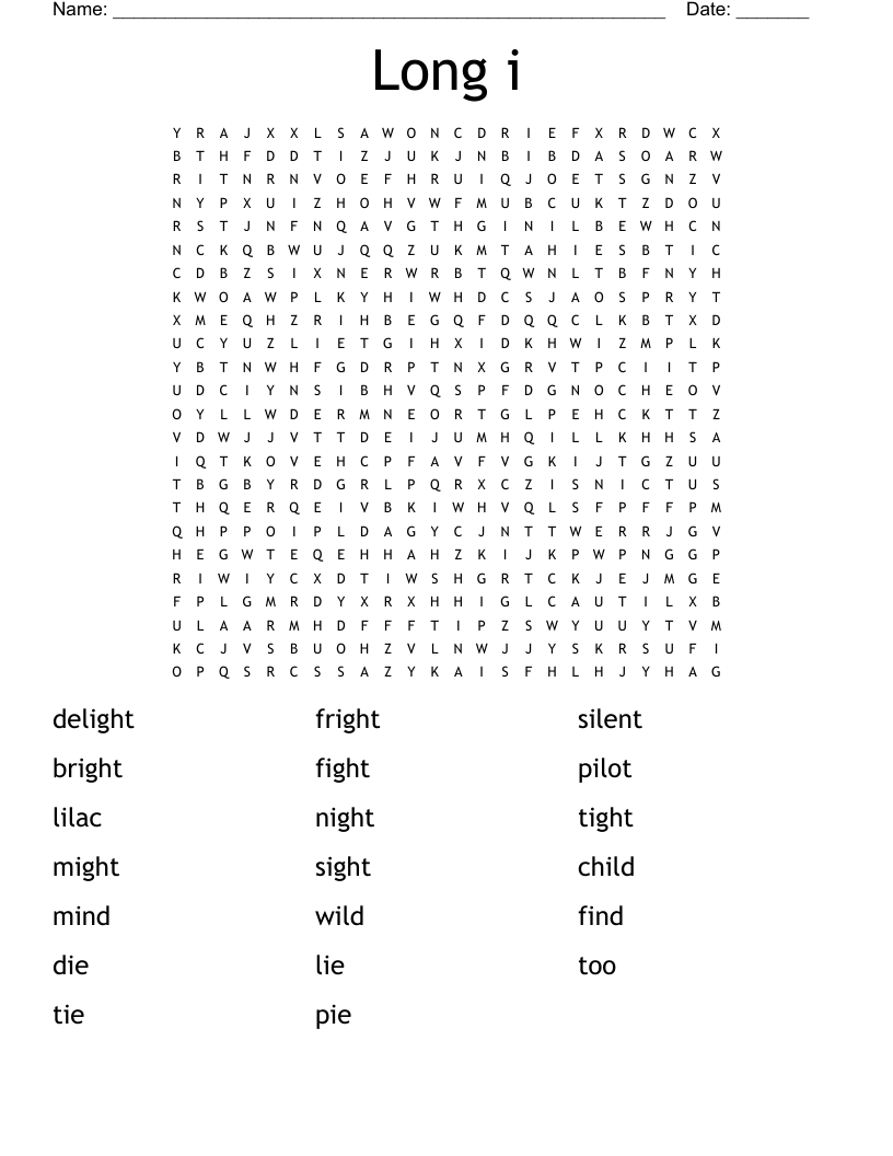 Long i Word Search