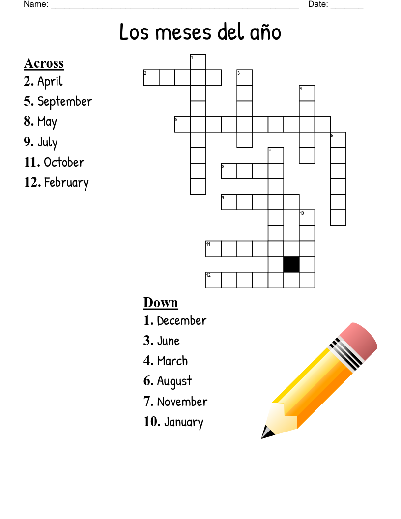 Los meses del año Crossword