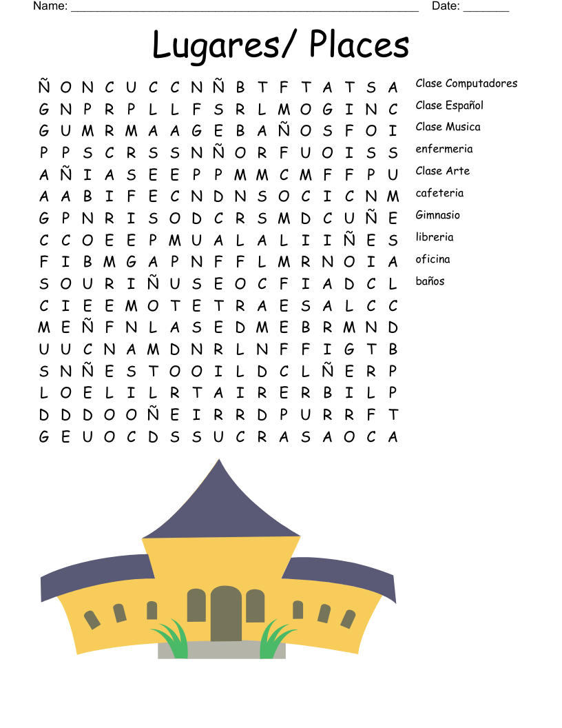 Lugares/ Places Word Search