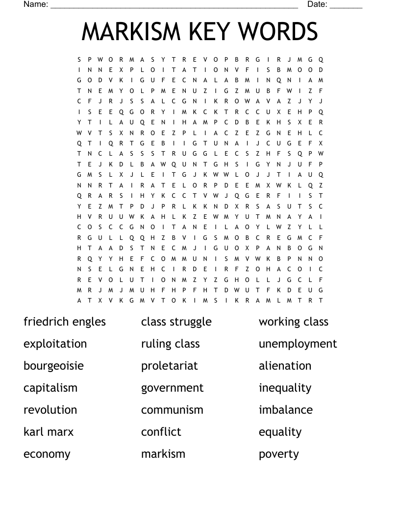 MARKISM KEY WORDS Word Search