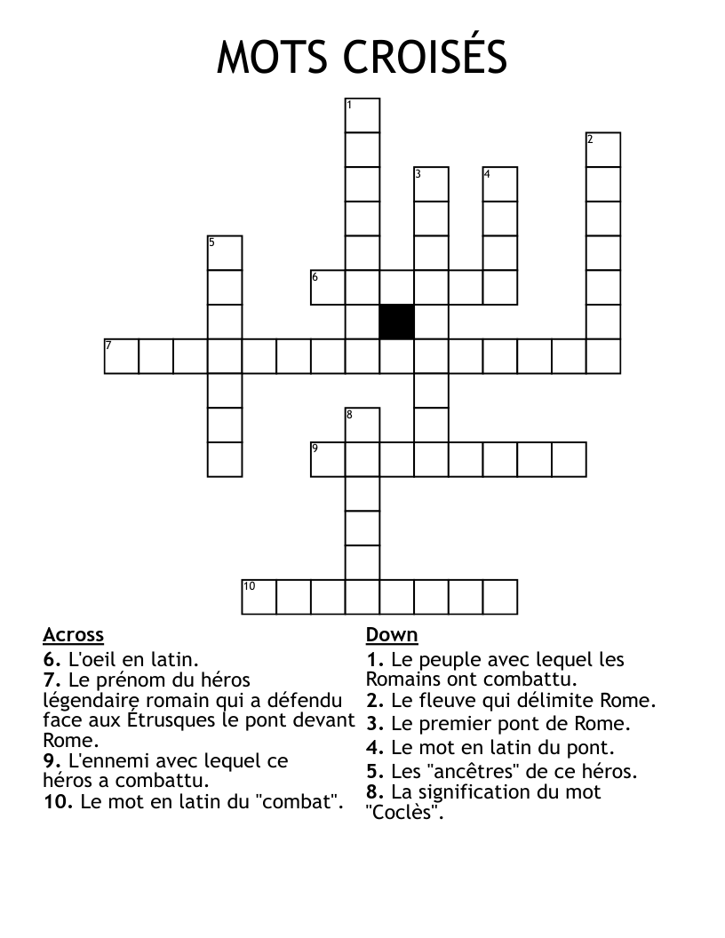 MOTS CROISÉS Crossword