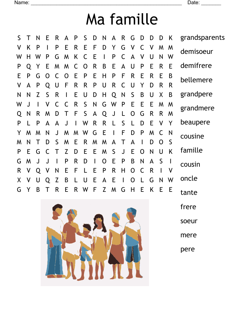 Ma famille Word Search