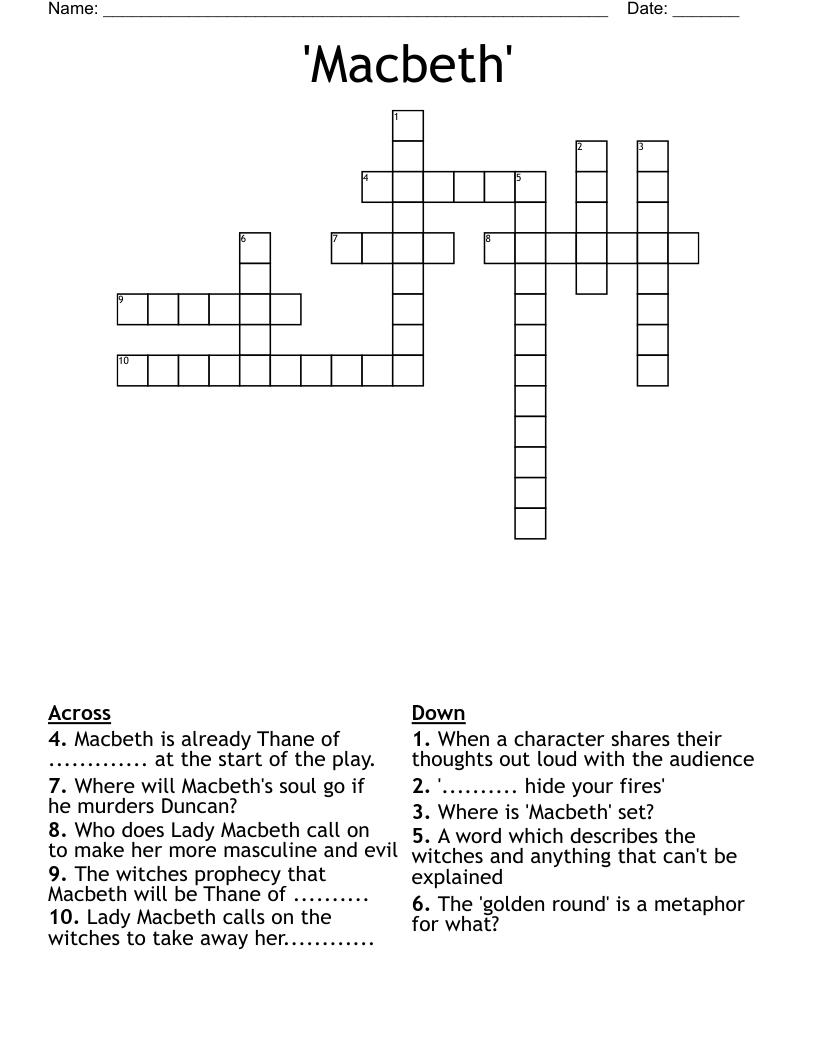 'Macbeth' Crossword