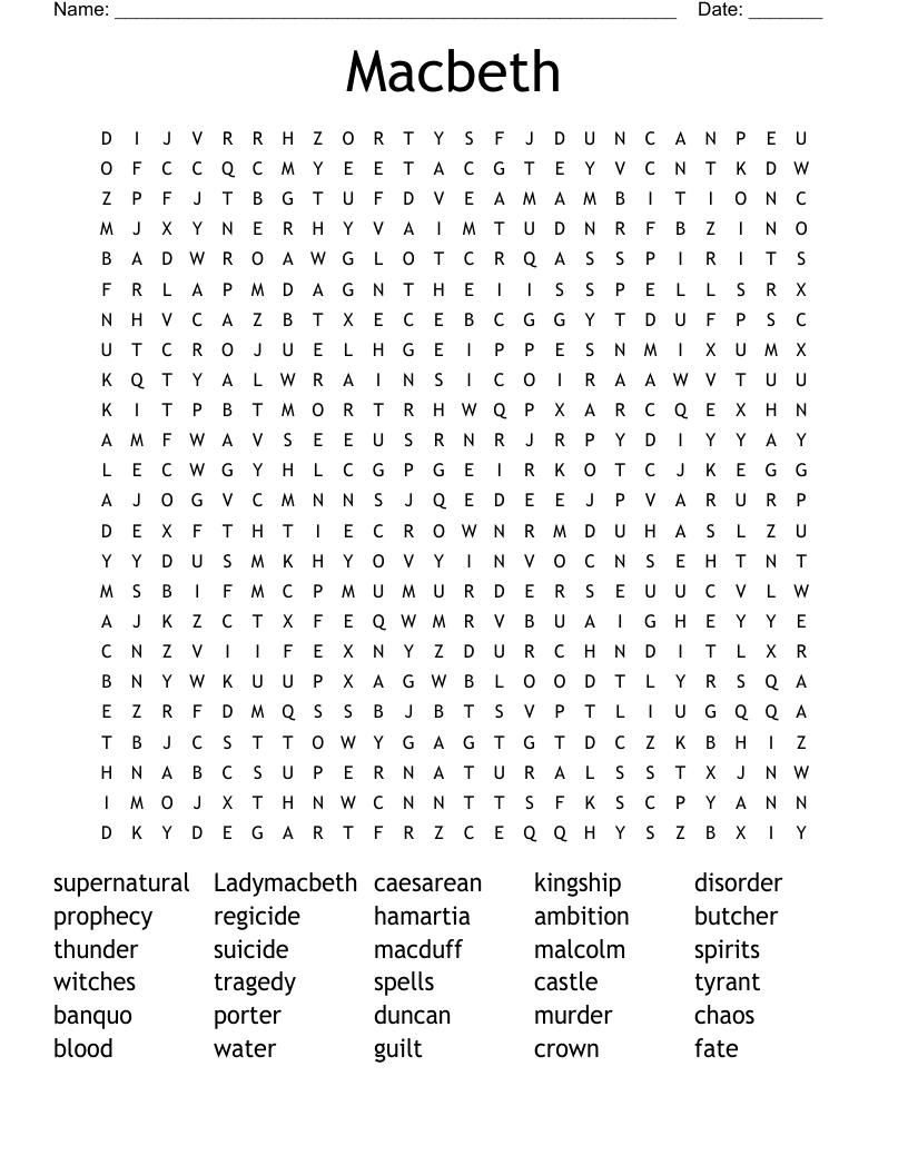 Macbeth Word Search