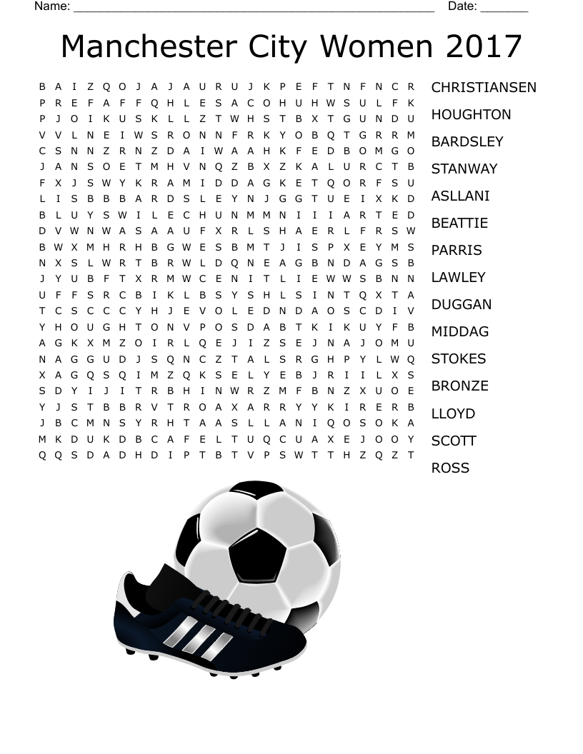 Manchester City Women 2017 Word Search