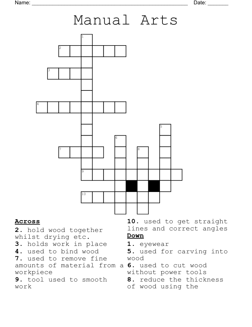 Manual Arts  Crossword
