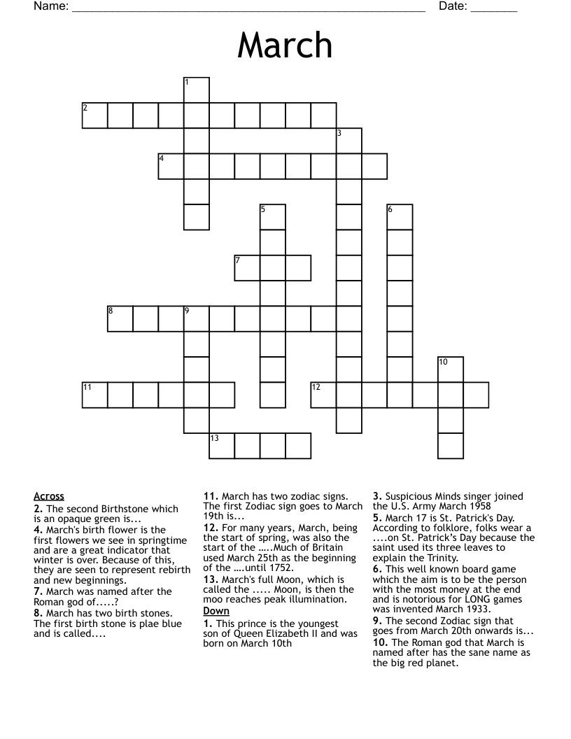 March Crossword