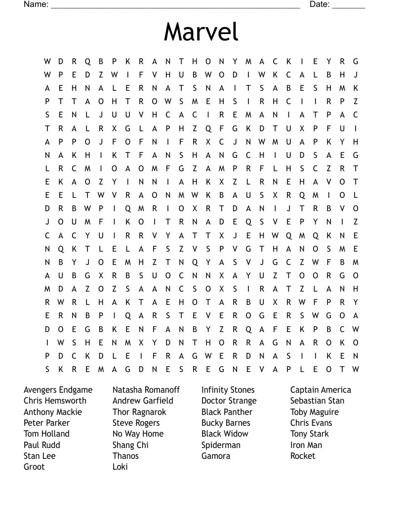 Marvel Word Search