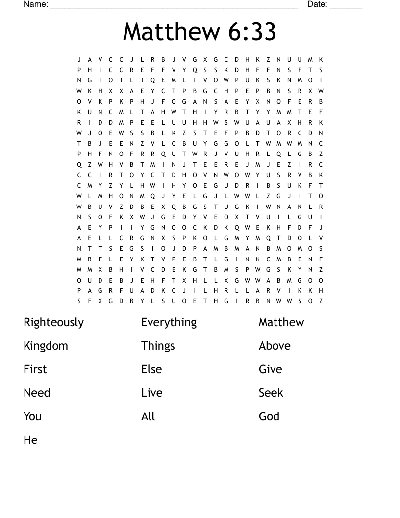 Matthew 6:33 Word Search