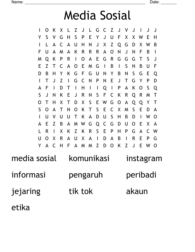 Media Sosial Word Search