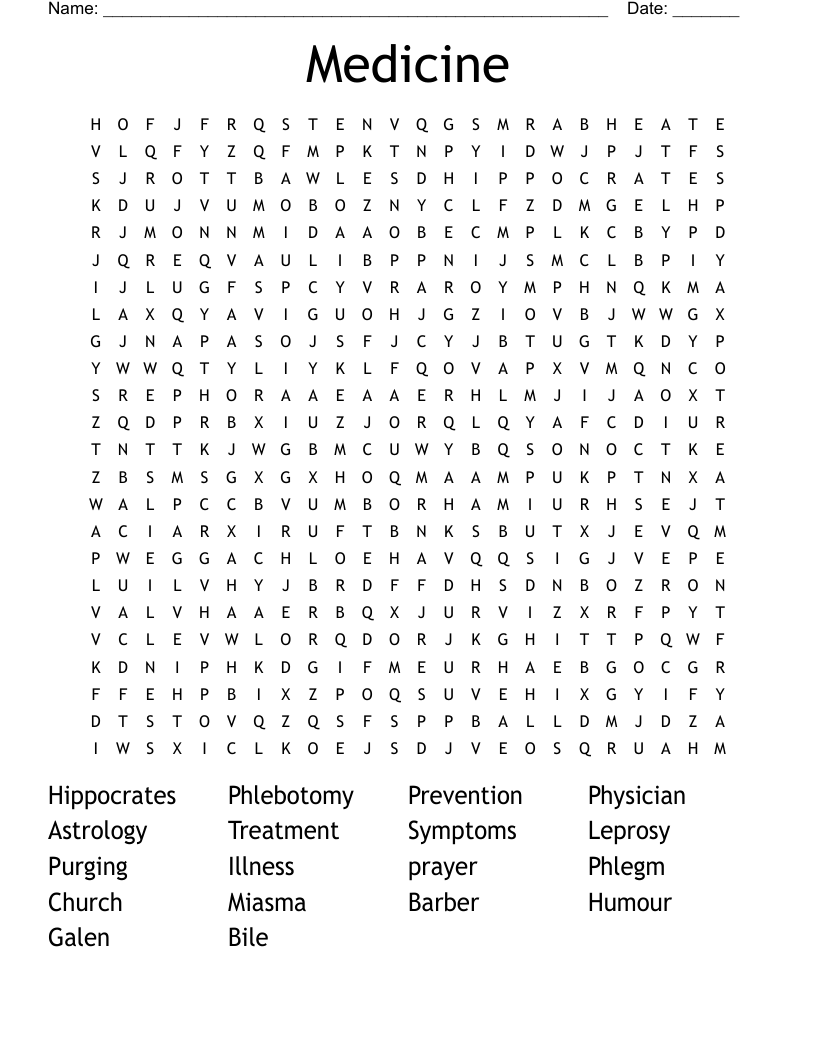 Medicine  Word Search