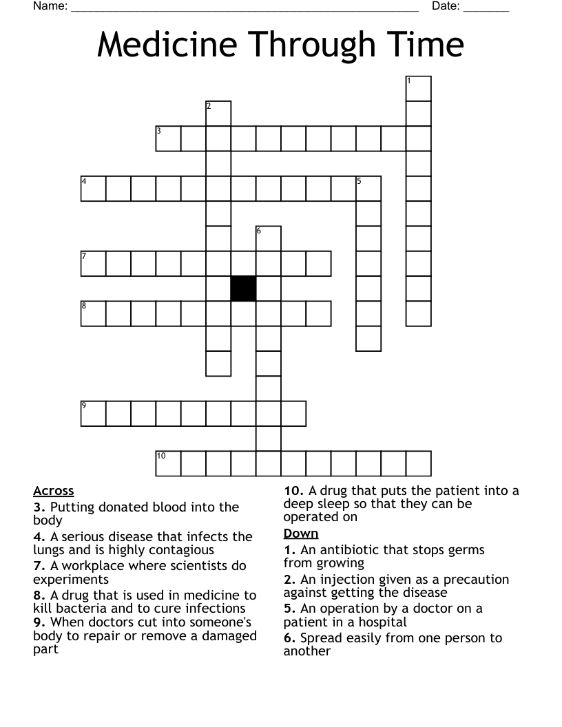 Medicine Through Time Crossword