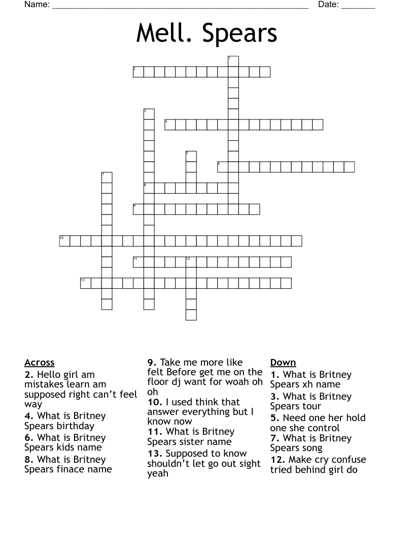Mell.  Spears Crossword