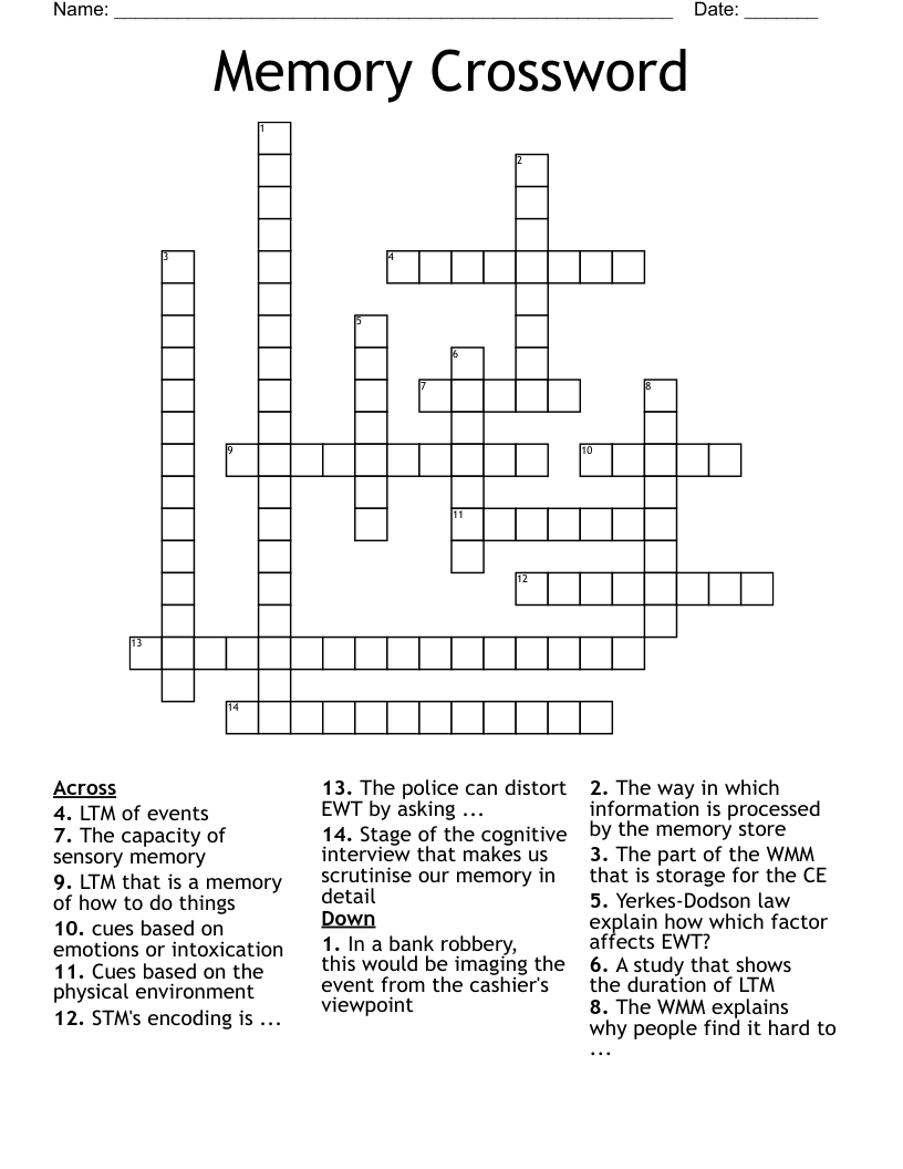 Memory Crossword