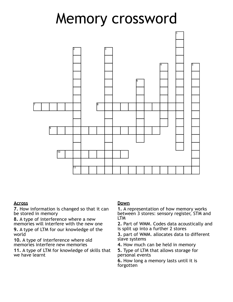 Memory crossword