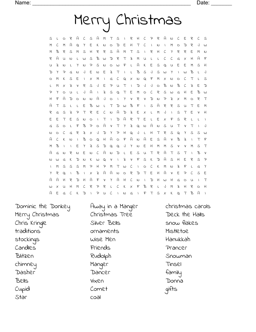 Merry Christmas Word Search