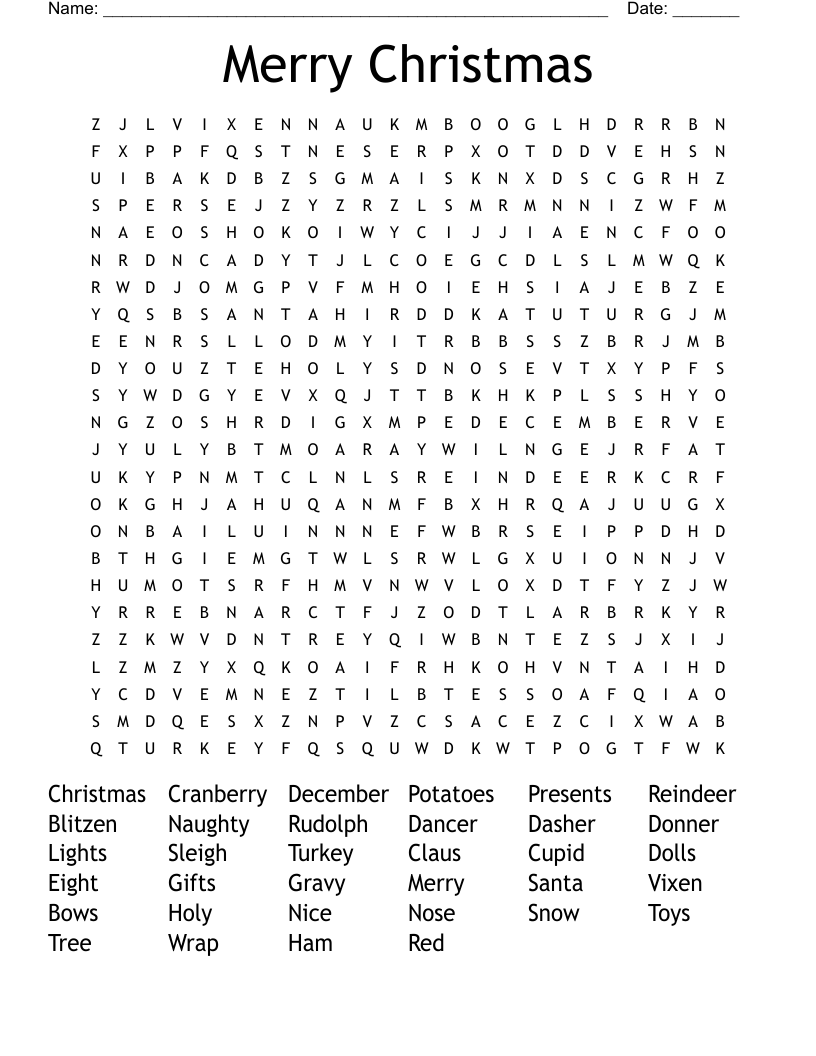 Merry Christmas Word Search