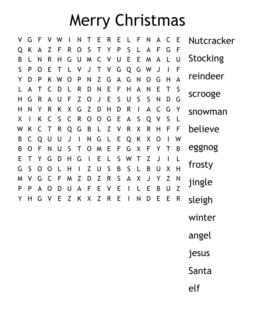 Merry Christmas Word Search
