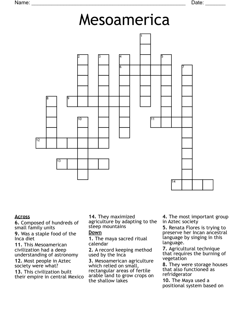 Mesoamerica Crossword