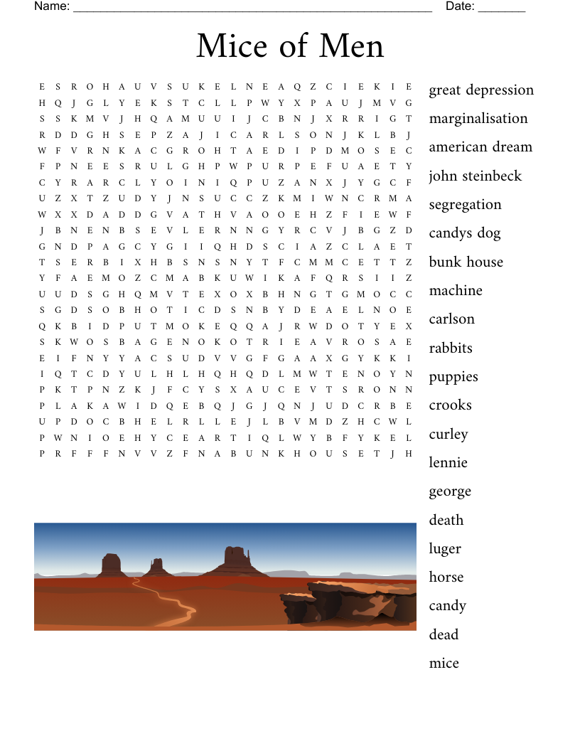 Mice of Men Word Search