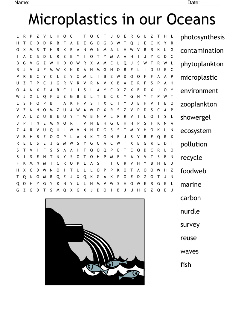 Microplastics in our Oceans Word Search