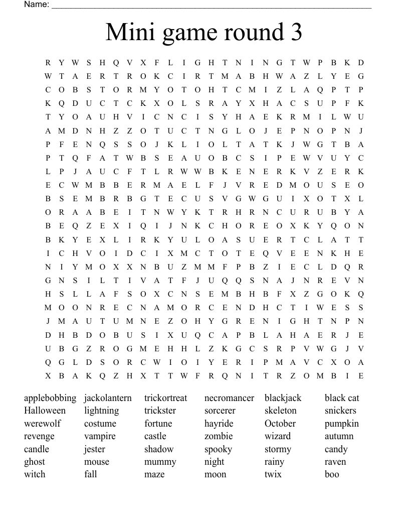Mini game round 3  Word Search